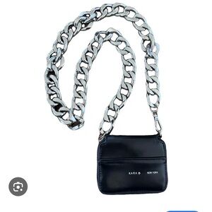 KARA New York Black Crossbody Bag with Silver Chain Strap